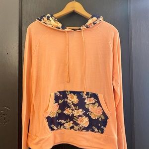 Rue 21 Lightweight Coral Hoodie with Floral